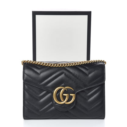 Gucci Calfskin Matelasse GG Marmont Chain Wallet Black 11 of 11