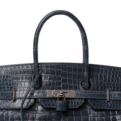 Hermes Shiny Porosus Crocodile Birkin 35 Bleu Abysse 35 of 35