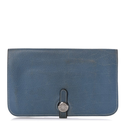 Hermes Veau Rodeo Dogon Duo Wallet Blue Jean 1 of 11
