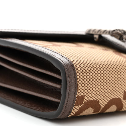 Gucci Monogram Jumbo GG Textured Dollar Calfskin Mini Dionysus Chain Wallet Camel Ebony New Acero 10 of 11