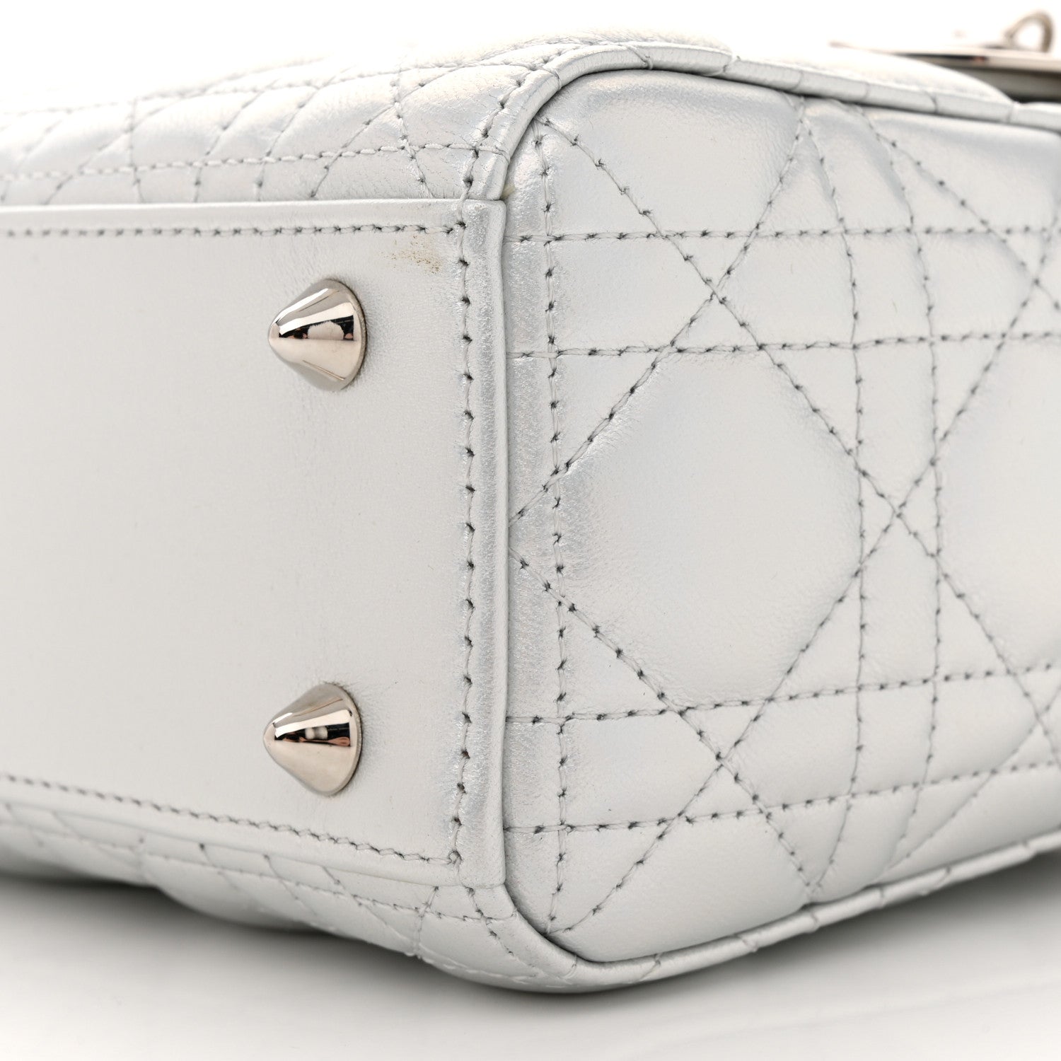 Christian Dior Metallic Lambskin Cannage Small My ABCDior Lady Dior Silver 10 of 12