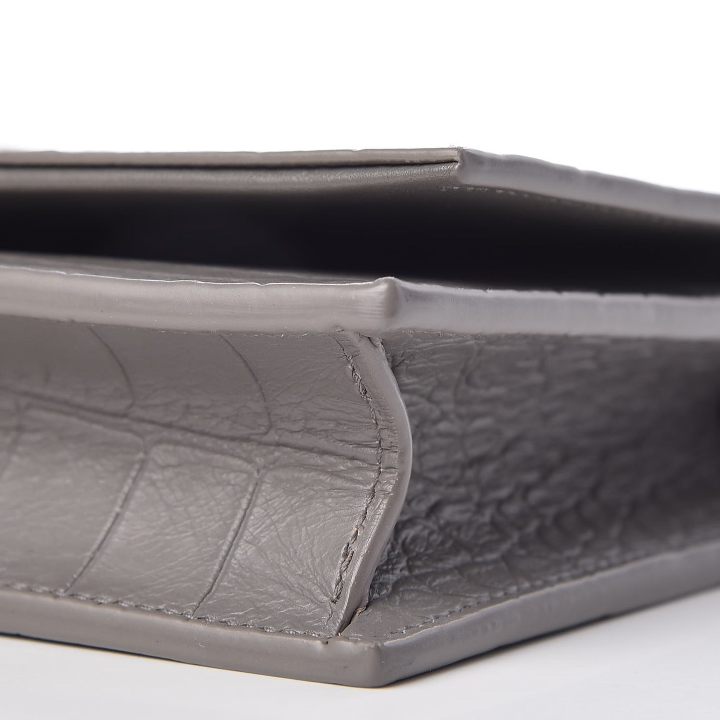 Calfskin Crocodile Embossed Kate Monogram Tassel Chain Wallet Fog