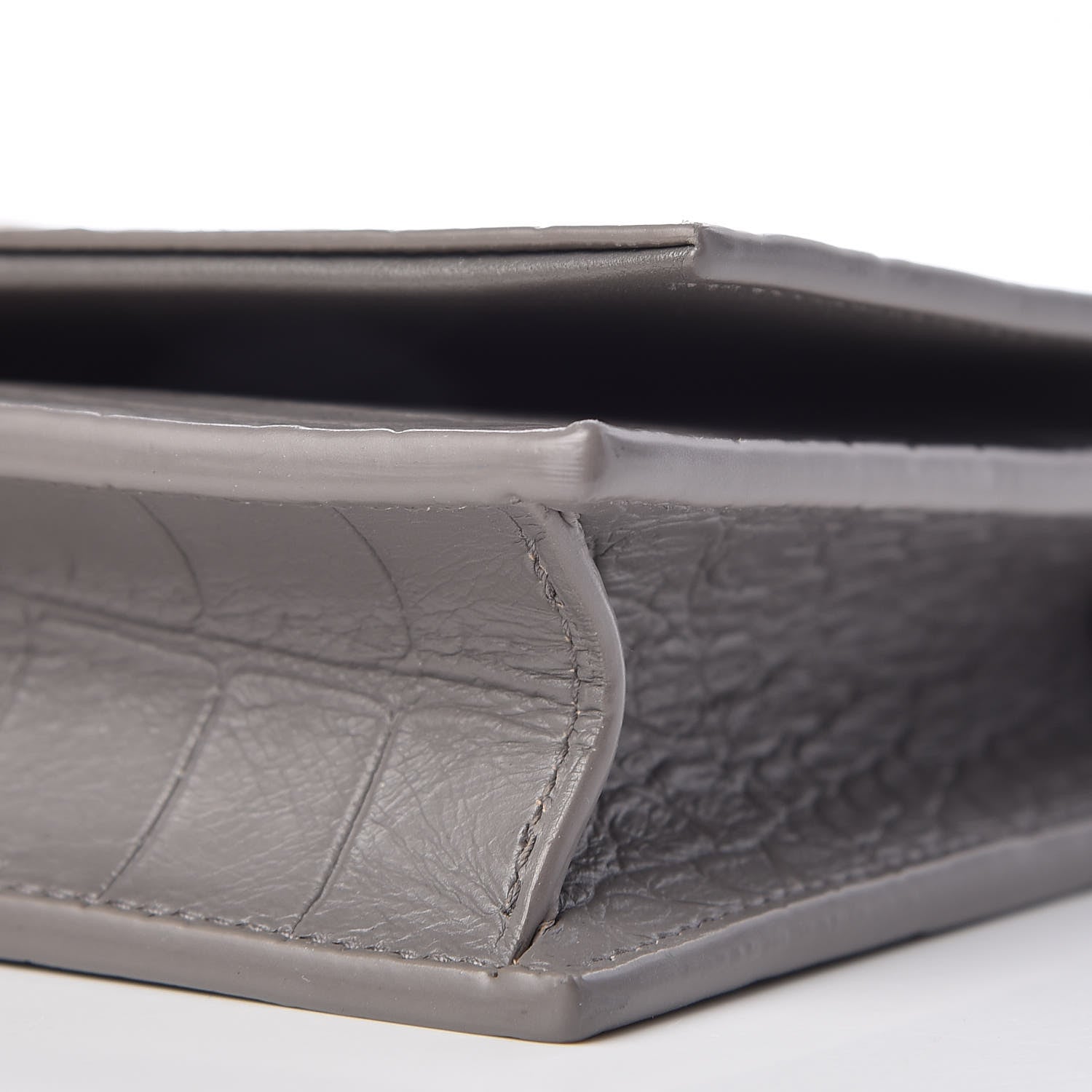 Saint Laurent Calfskin Crocodile Embossed Kate Monogram Tassel Chain Wallet Fog 9 of 10