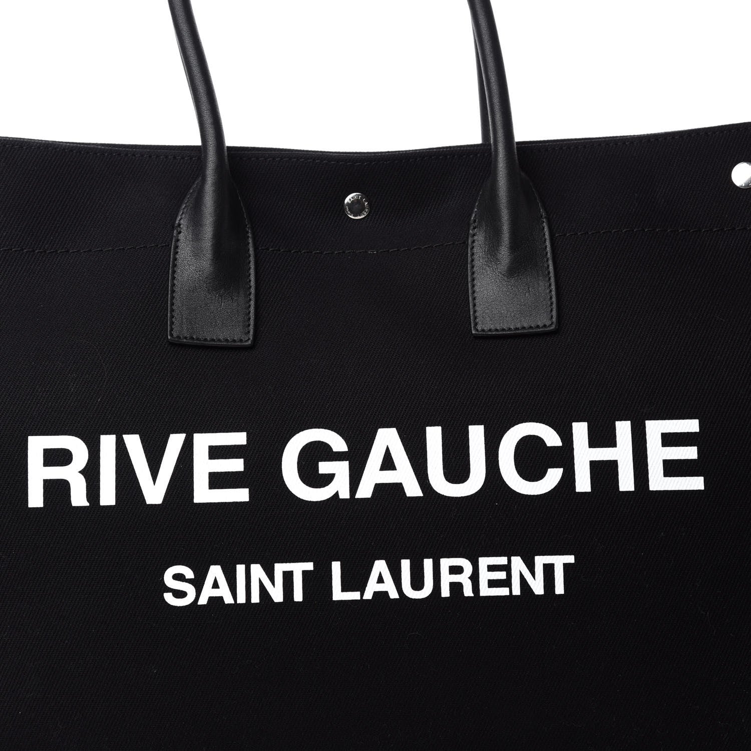 Saint Laurent Linen Calfskin Rive Gauche Tote Black 12 of 12
