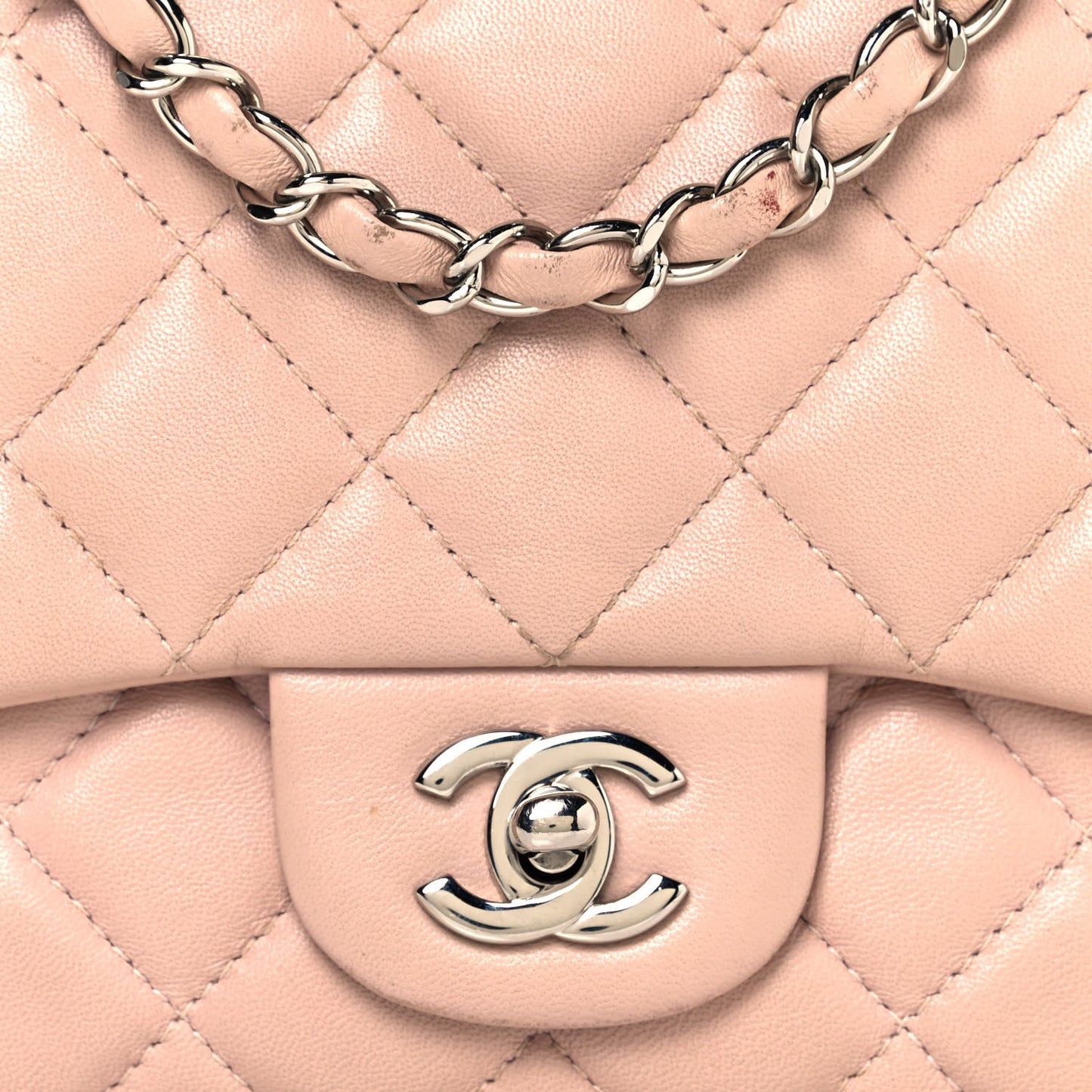 Lambskin Quilted 3 Jumbo Flap Light Pink