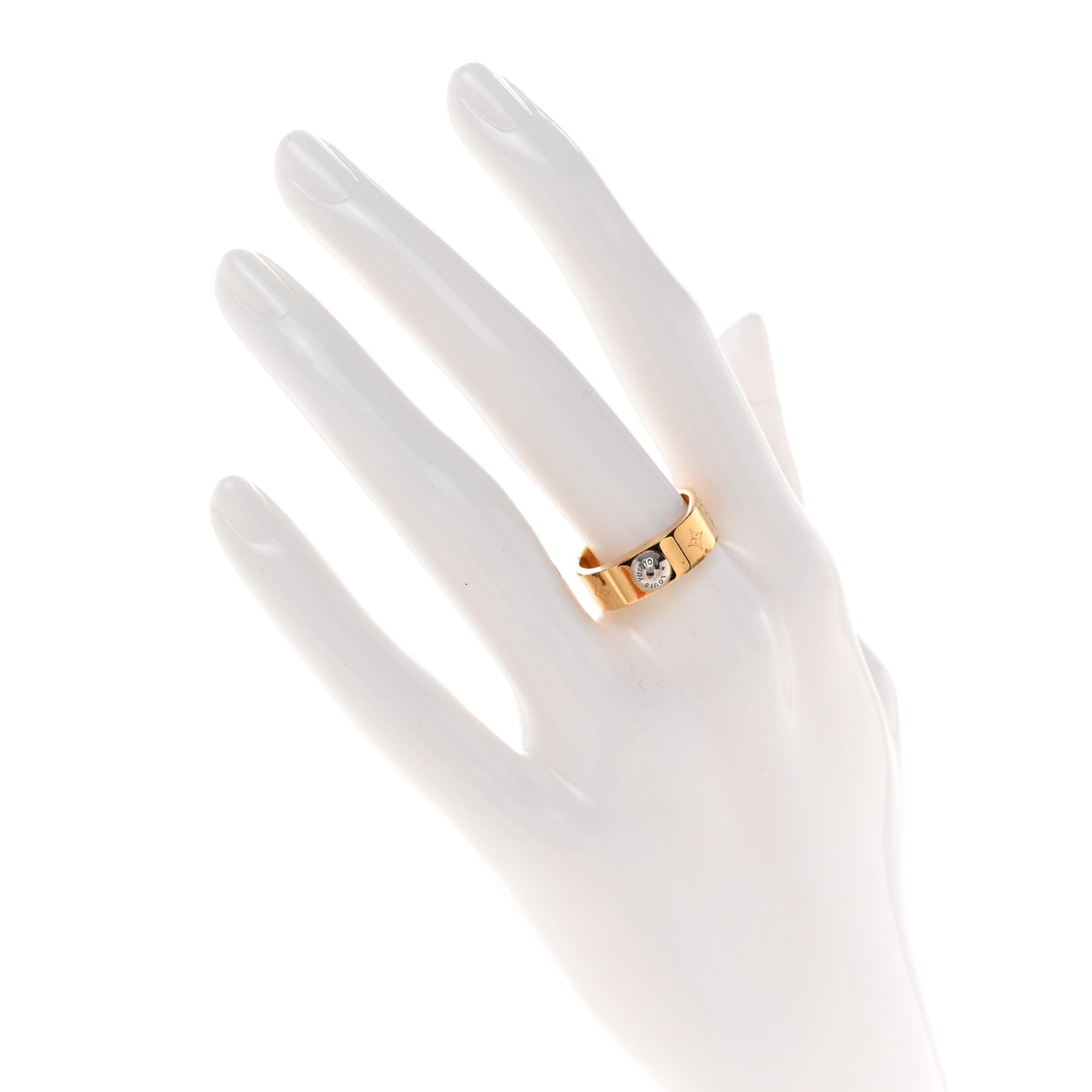 Louis Vuitton Brass Monogram Engraved Nanogram Ring M 52/6 Gold 2 of 6