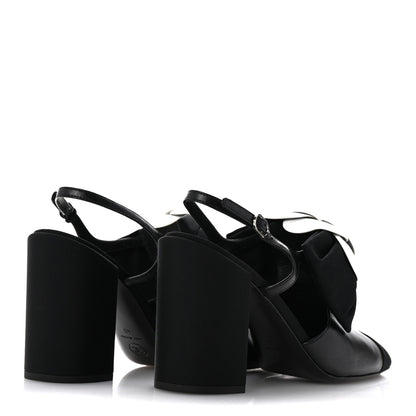Chanel Lambskin Grosgrain Cap Toe Camellia Bow Slingback Pumps 40 Black 5 of 11