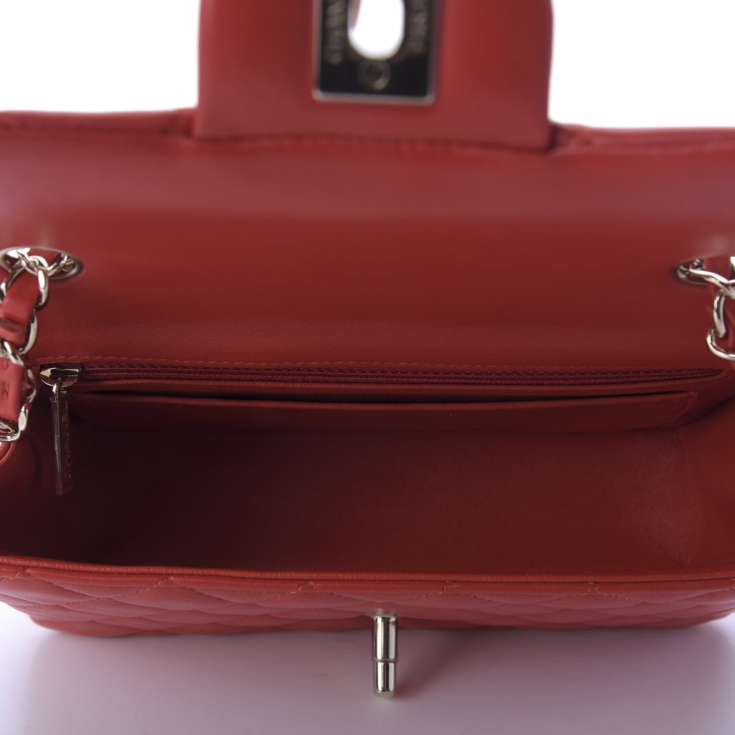 Lambskin Quilted Mini Rectangular Flap Red