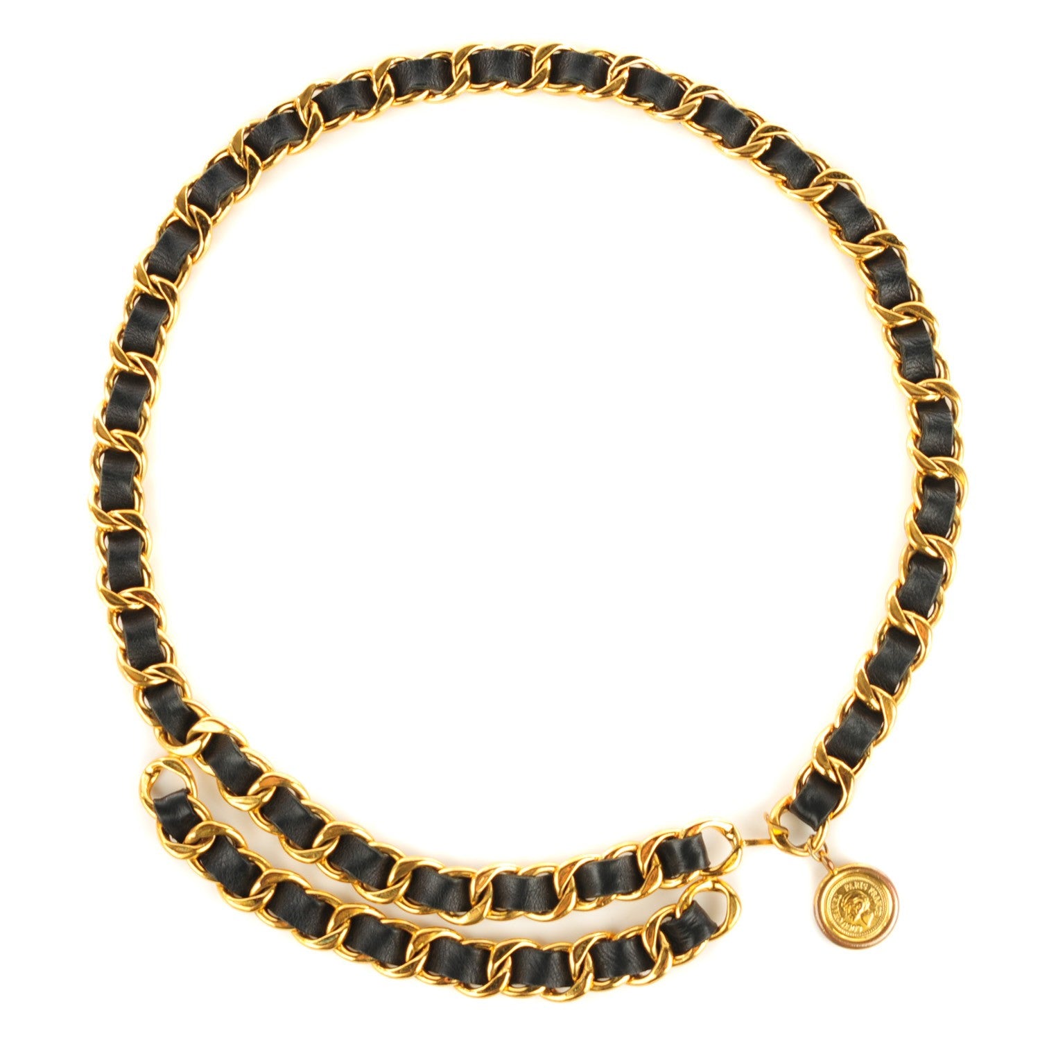 Chanel Lambskin CC Medallion Chain Belt Black Gold 1 of 5