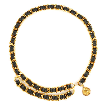 Chanel Lambskin CC Medallion Chain Belt Black Gold 1 of 5