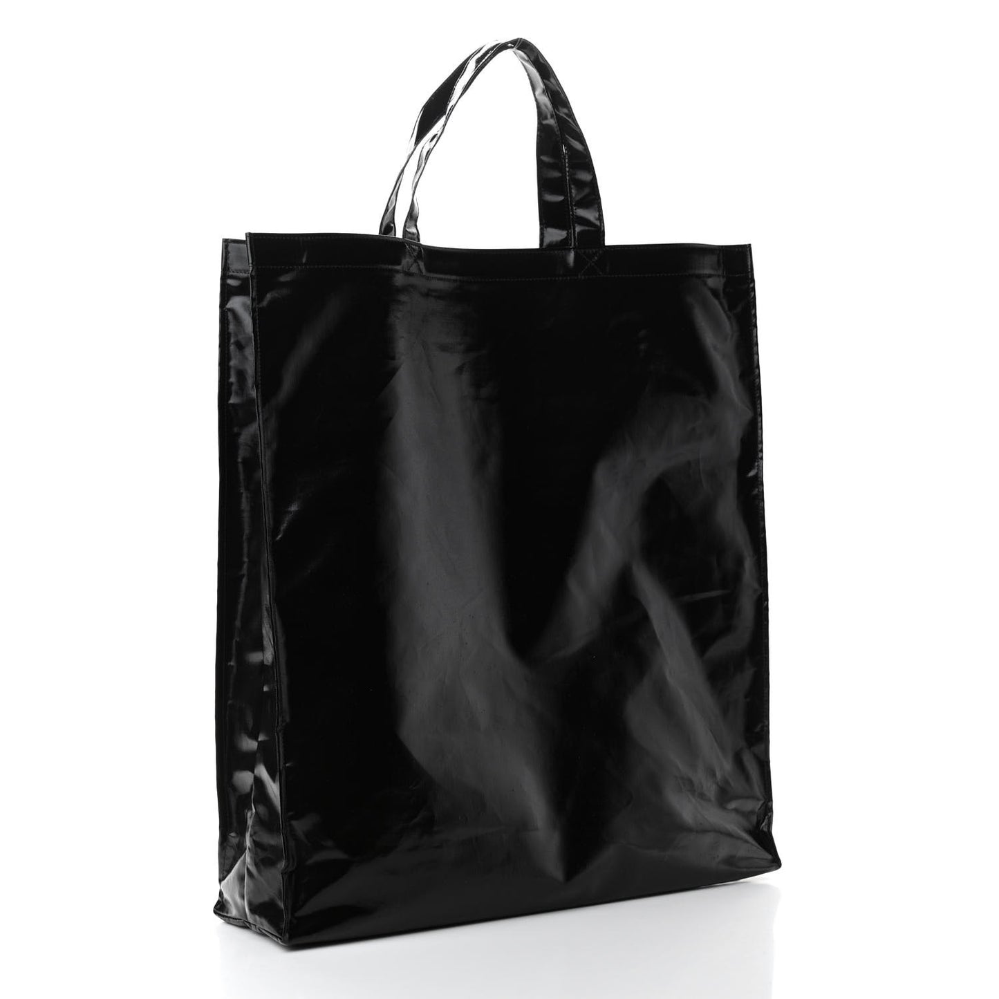 Patent Canvas Frame Logo Vertical Tote Black Crop