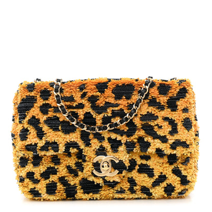 Chanel Sequin Mixed Fibers Leopard Print Mini Rectangular Flap Black Orange 1 of 11