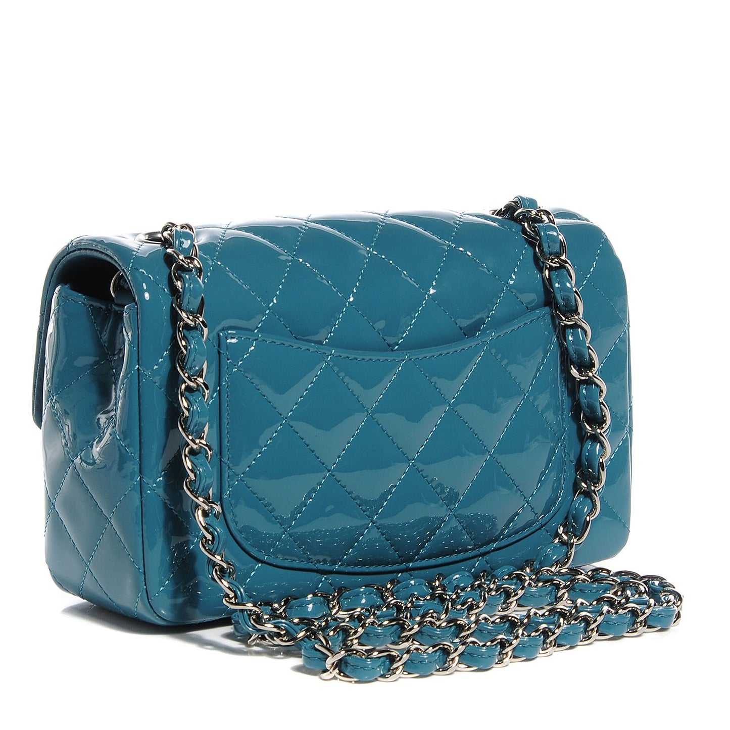 Patent Quilted Mini Rectangular Flap Green