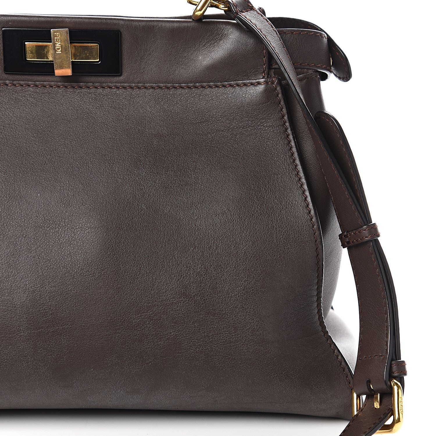 Fendi Vitello Seta Shiny Nappa Medium Peekaboo Iconic Satchel Moresco Rosa Doll 10 of 15
