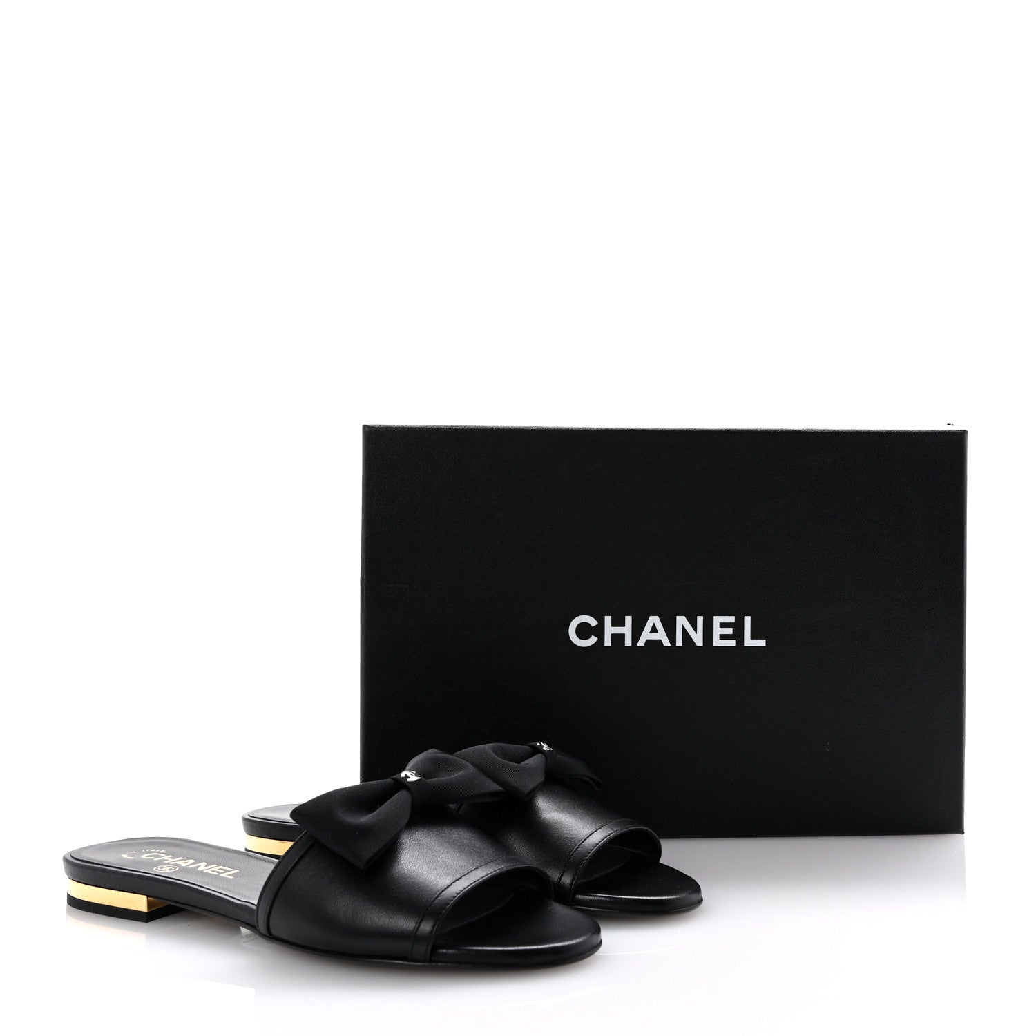 Chanel Lambskin Grosgrain CC Bow Mules 37 Black 10 of 10