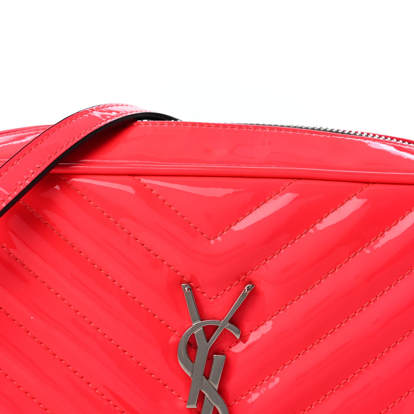 Patent Calfskin Matelasse Monogram Lou Camera Bag Neon Pink