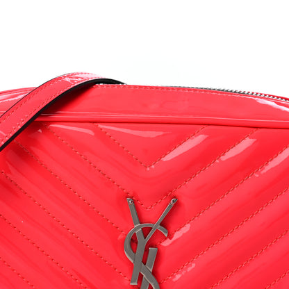 Saint Laurent Patent Calfskin Matelasse Monogram Lou Camera Bag Neon Pink 8 of 14