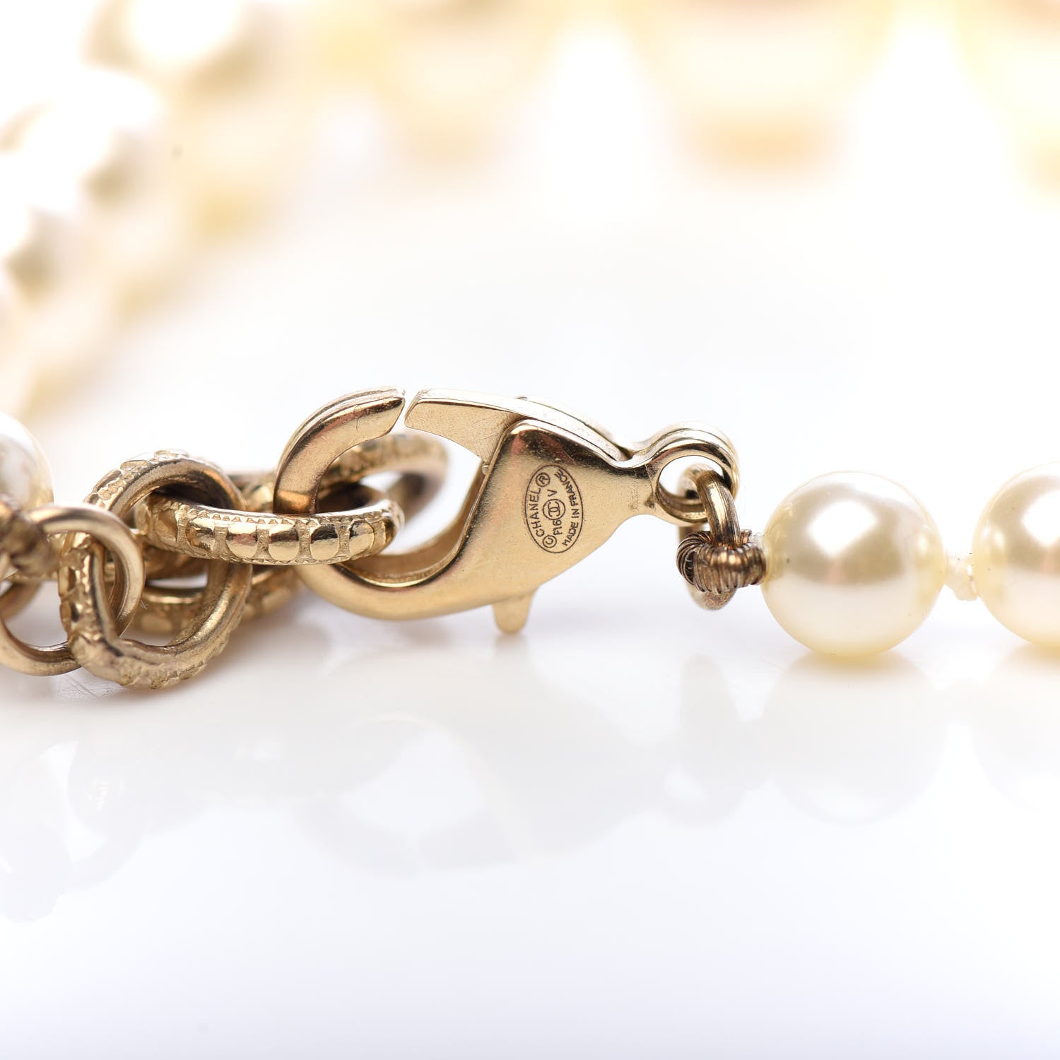 Chanel Graduated Pearl Crystal CC Bracelet Gold 4 of 5