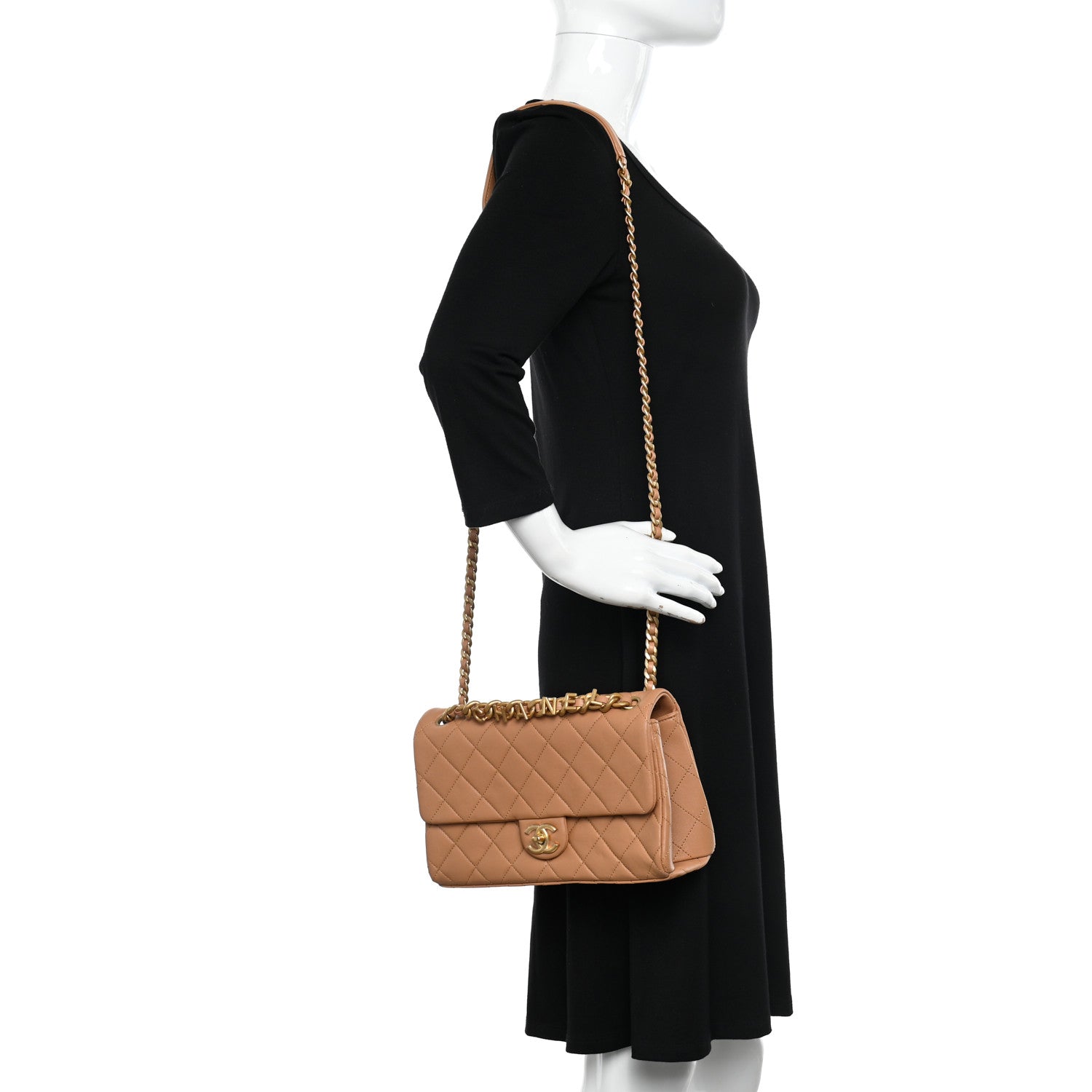 Chanel Lambskin Quilted Chaine Lettre Flap Brown 2 of 11
