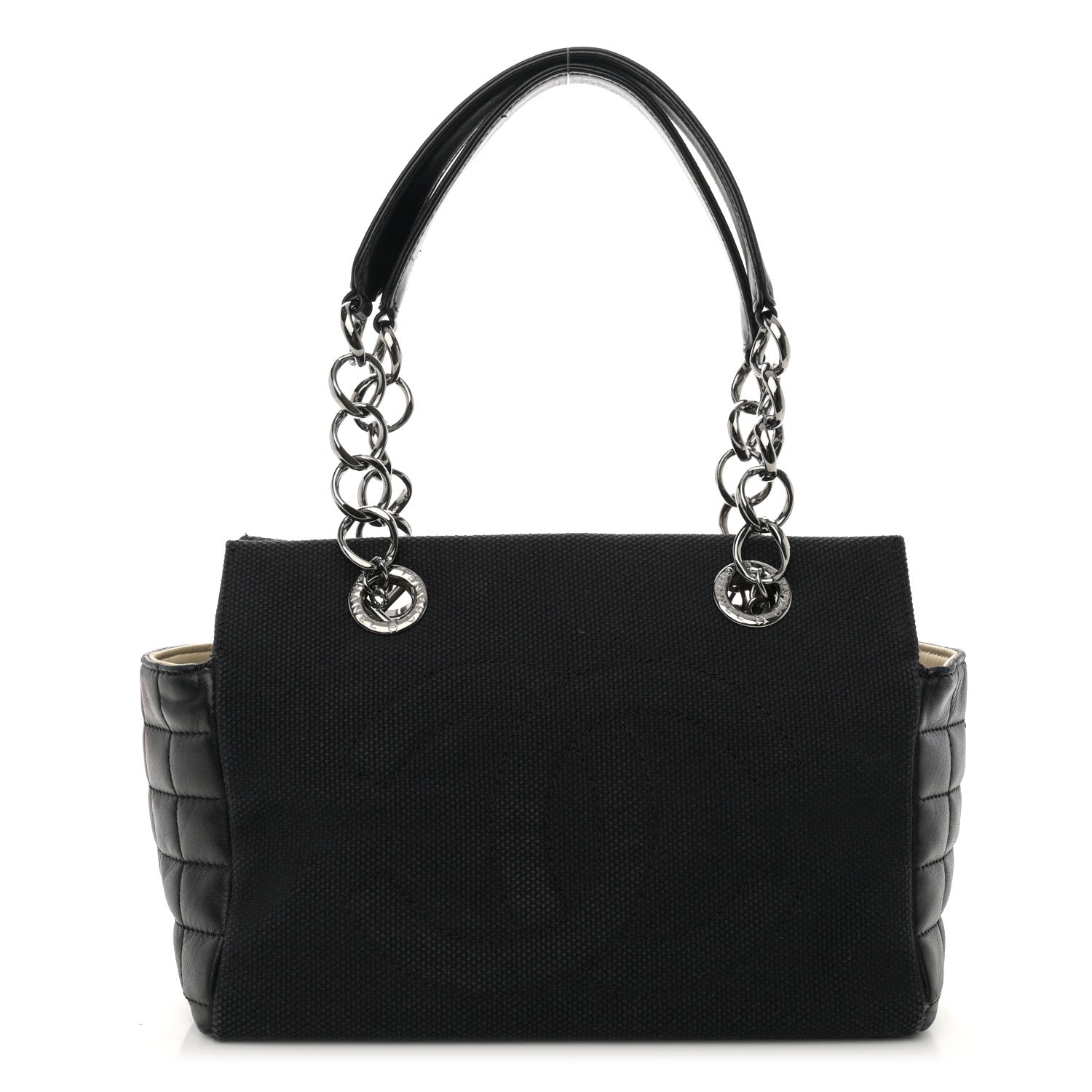 Chanel Lambskin Canvas Chocolate Bar CC Shopping Tote Black 1 of 12