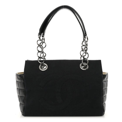 Chanel Lambskin Canvas Chocolate Bar CC Shopping Tote Black 1 of 12