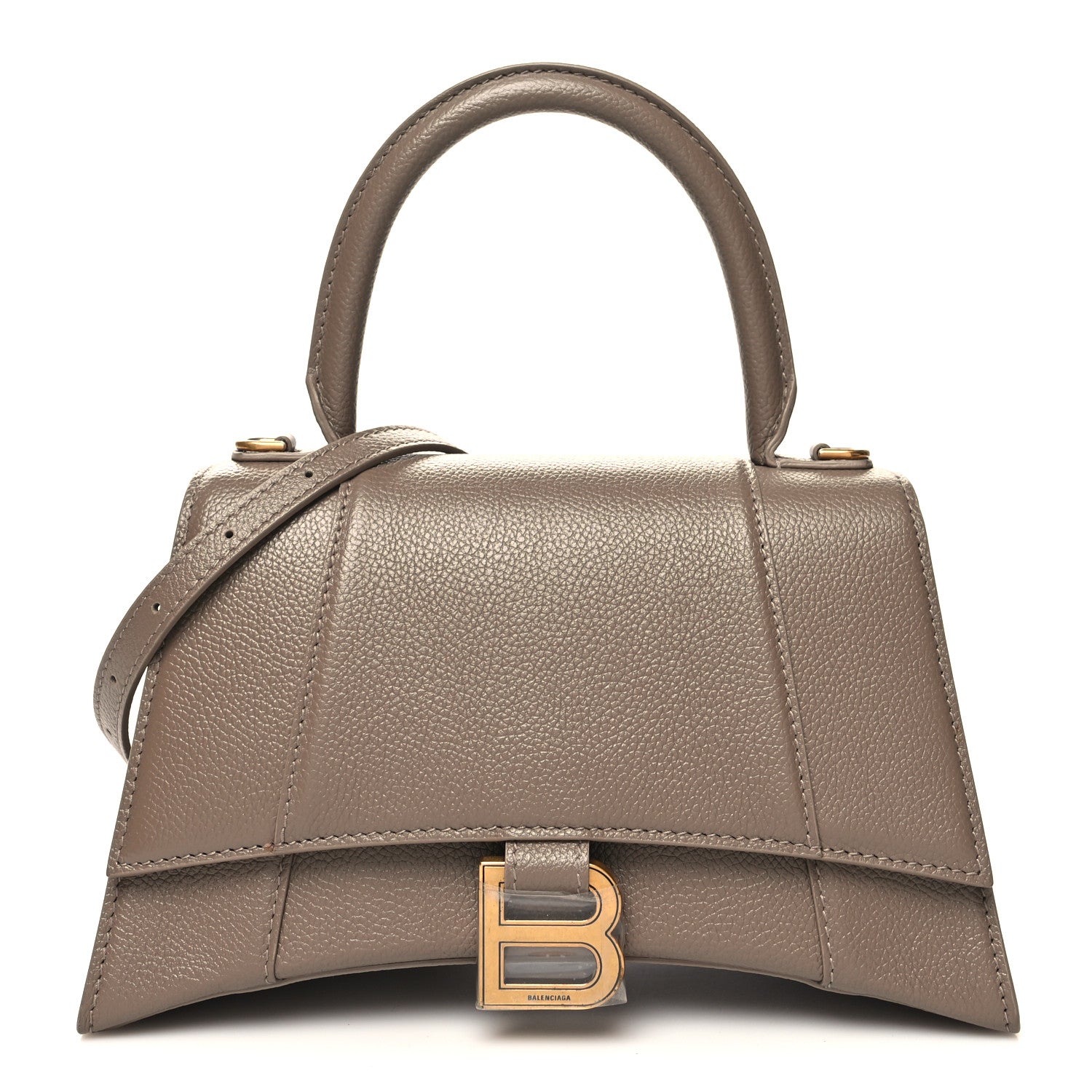 Balenciaga Grained Calfskin Small Hourglass Top Handle Bag Mink Grey 1 of 11