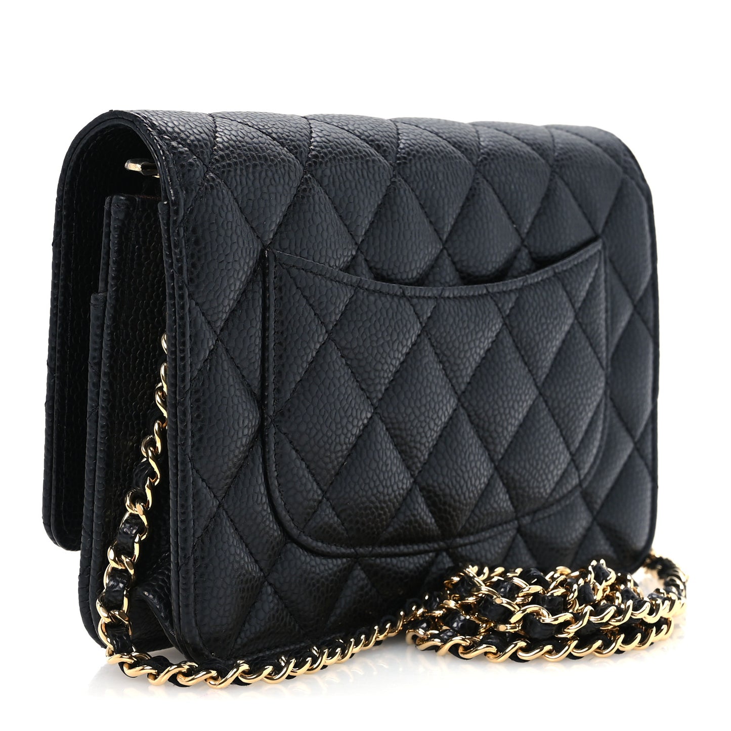 Caviar Quilted CC Turnlock Wallet On Chain WOC Black