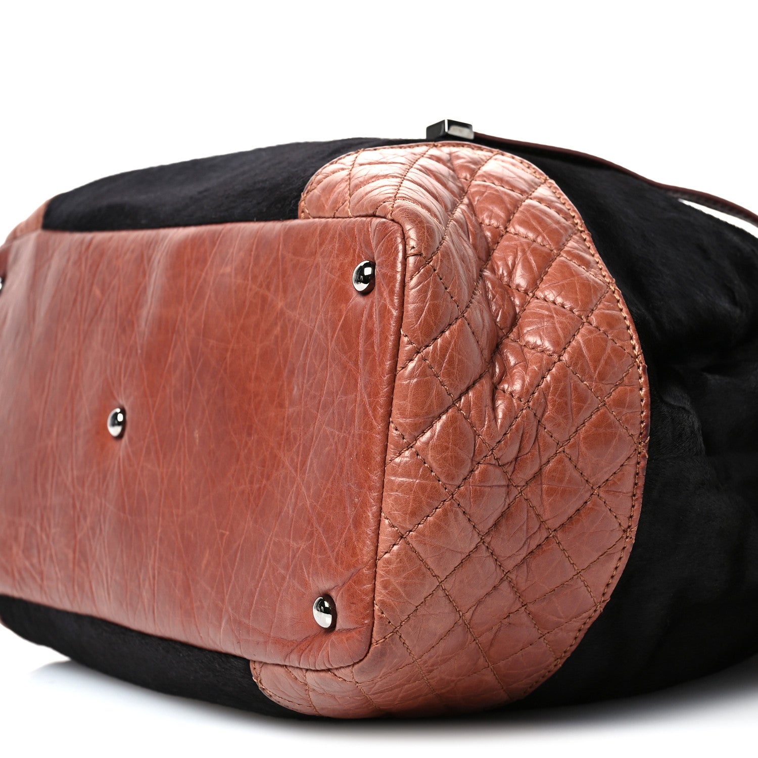 Chanel Aged Calfskin Pony Hair Quilted Miss Pony Drawstring Tote Brown 10 of 13
