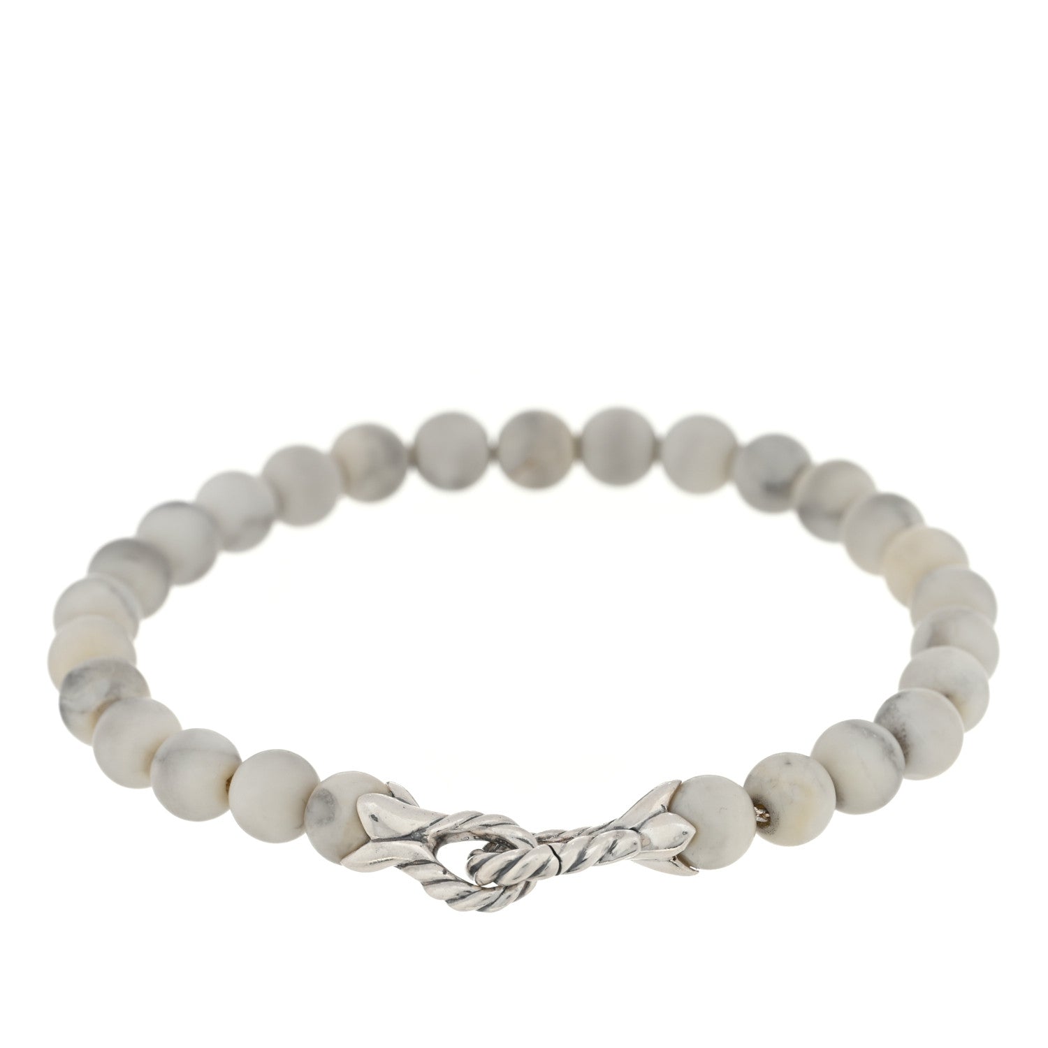 David Yurman Sterling Silver Howlite 6mm Bijoux Spiritual Beads Bracelet 2 of 3