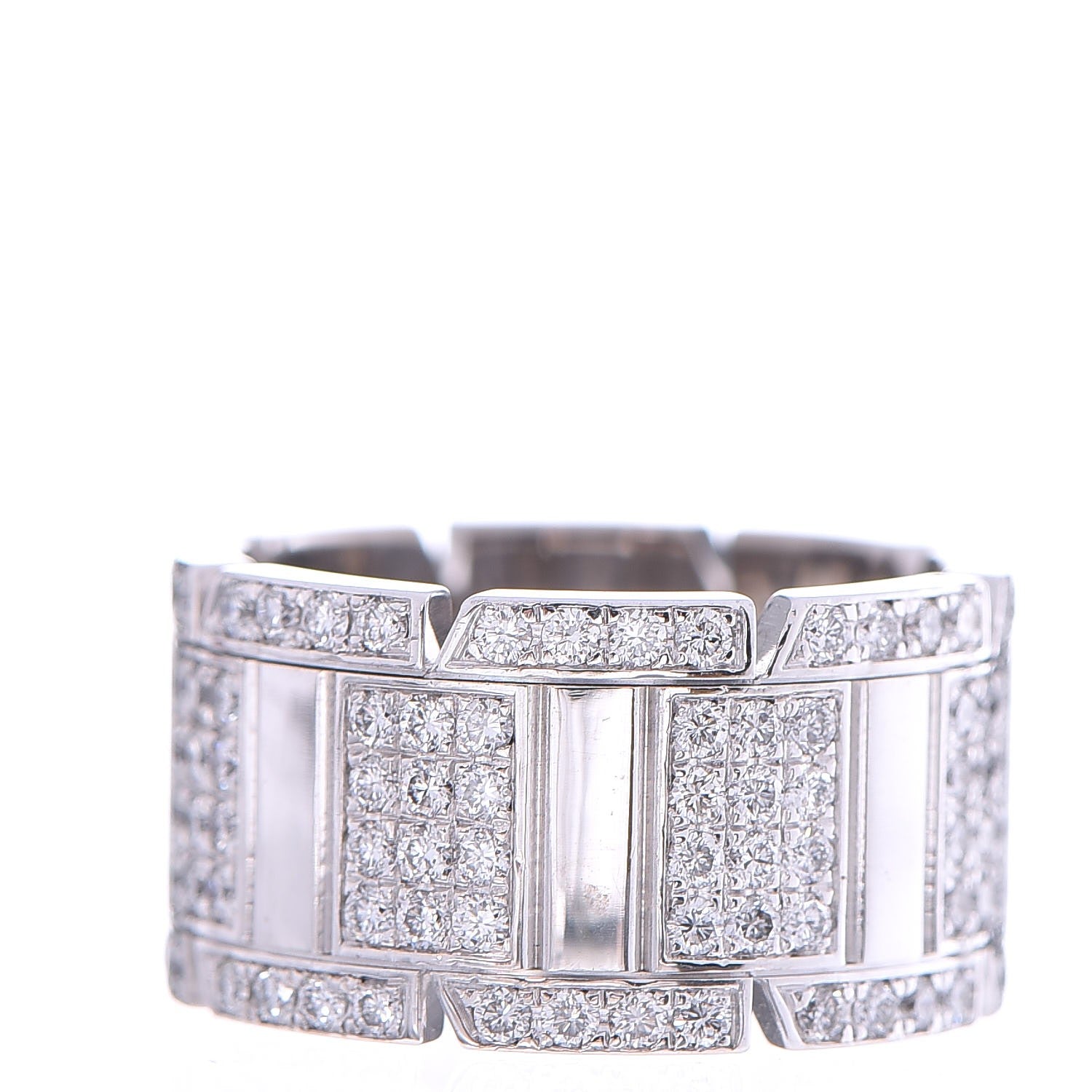 Cartier 18K White Gold Diamond Tank Francaise Ring 53 6.25 3 of 7