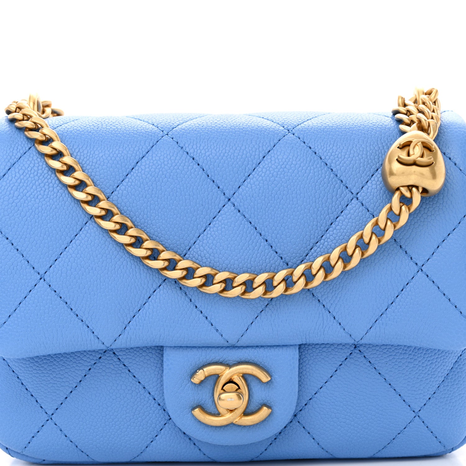 Chanel Caviar Quilted Mini Sweetheart Flap Blue 8 of 11