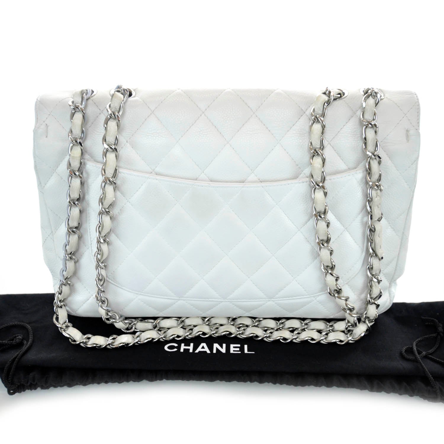 Chanel Caviar Jumbo Flap White 3 of 12