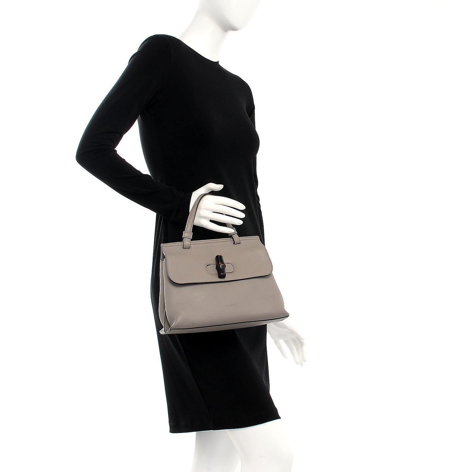 Gucci Cellarius Calfskin Small Bamboo Daily Top Handle Bag Storm Grey 3 of 14