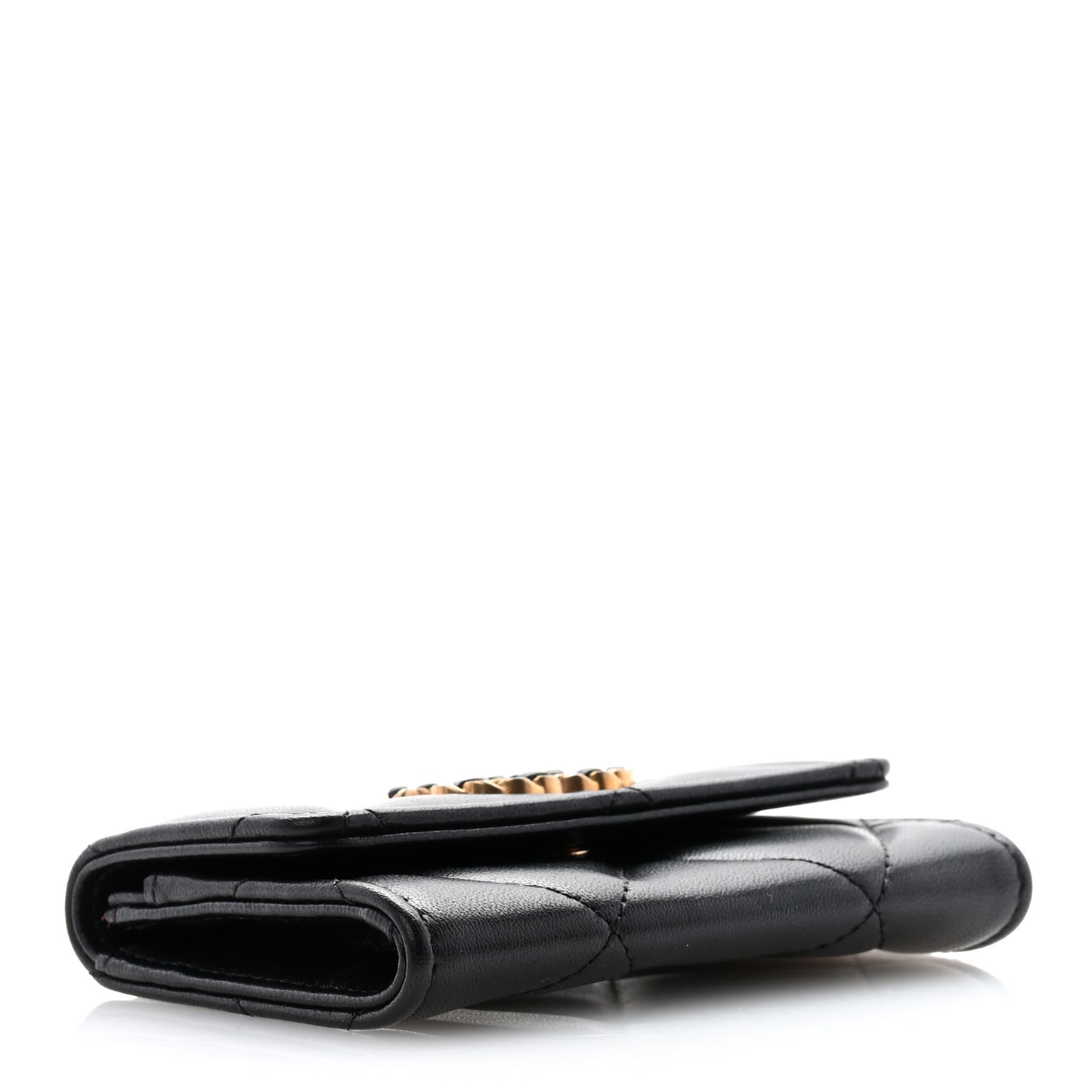 Lambskin Quilted Chanel 19 Flap Card Holder Black