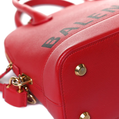Balenciaga Signature Grained Calfskin Logo S Ville Top Handle Bag Rouge Coquelicot Black 13 of 13