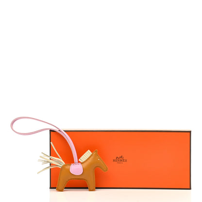 Hermes Milo Lambskin Grigri Rodeo Horse Bag Charm PM Sesame Mauve Sylvestre Craie 5 of 5