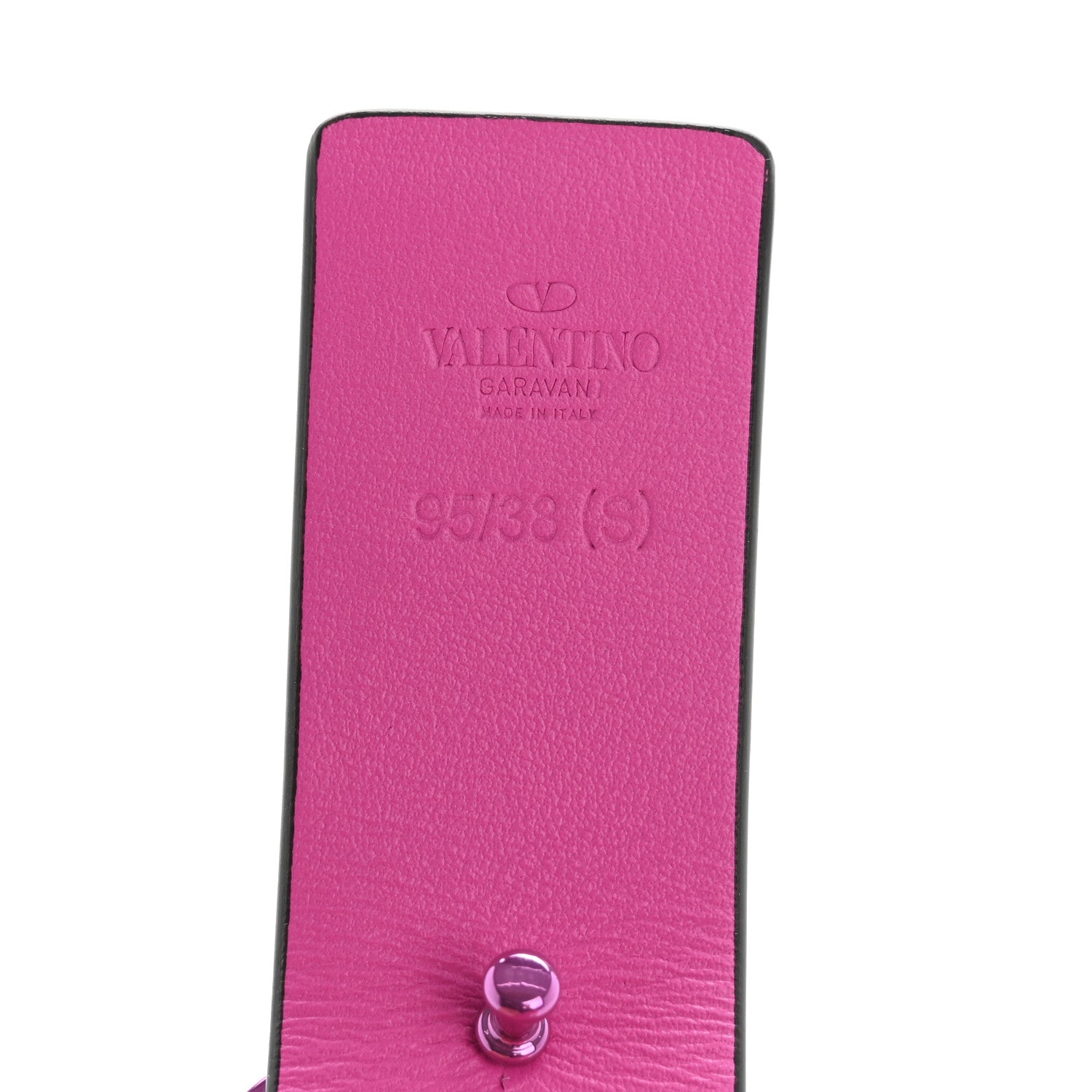 Valentino Garavani Glossy Calfskin Lacquer Monochrome VLogo 30mm Belt S 95 38 Pink PP 5 of 5