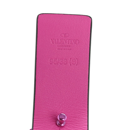 Valentino Garavani Glossy Calfskin Lacquer Monochrome VLogo 30mm Belt S 95 38 Pink PP 5 of 5