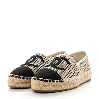 Chanel Mesh Grosgrain CC Espadrilles 36 Beige Black 3 of 11