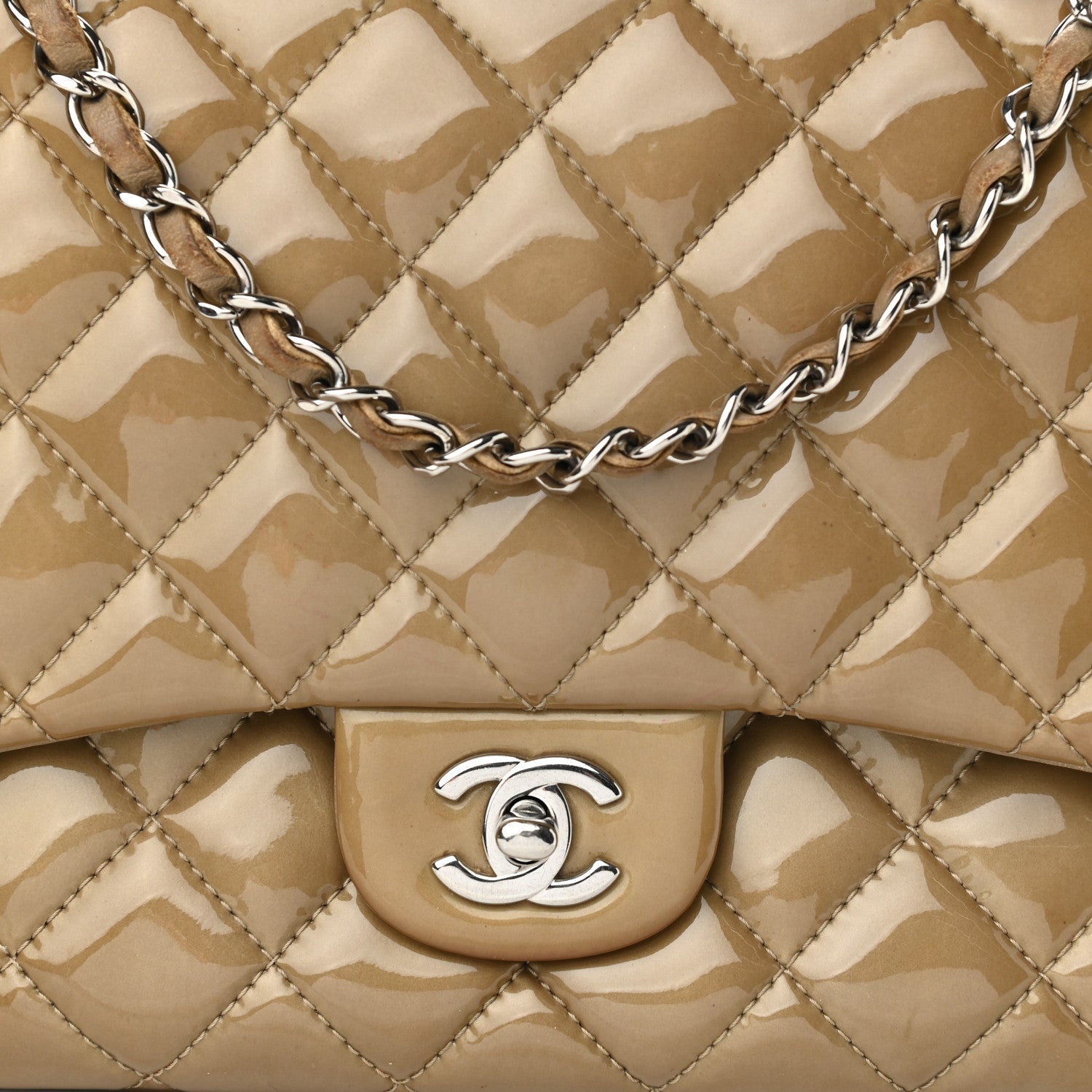 Chanel Patent Quilted 3 Jumbo Flap Light Brown 7 of 14