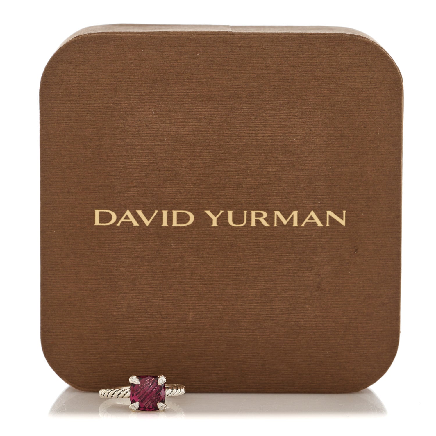 David Yurman Sterling Silver Diamond Rhodolite 8mm Chatelaine Ring 47 4.25 5 of 5