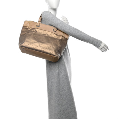 Chanel Metallic Coated Canvas Large Paris Biarritz Tote Gold 2 of 17