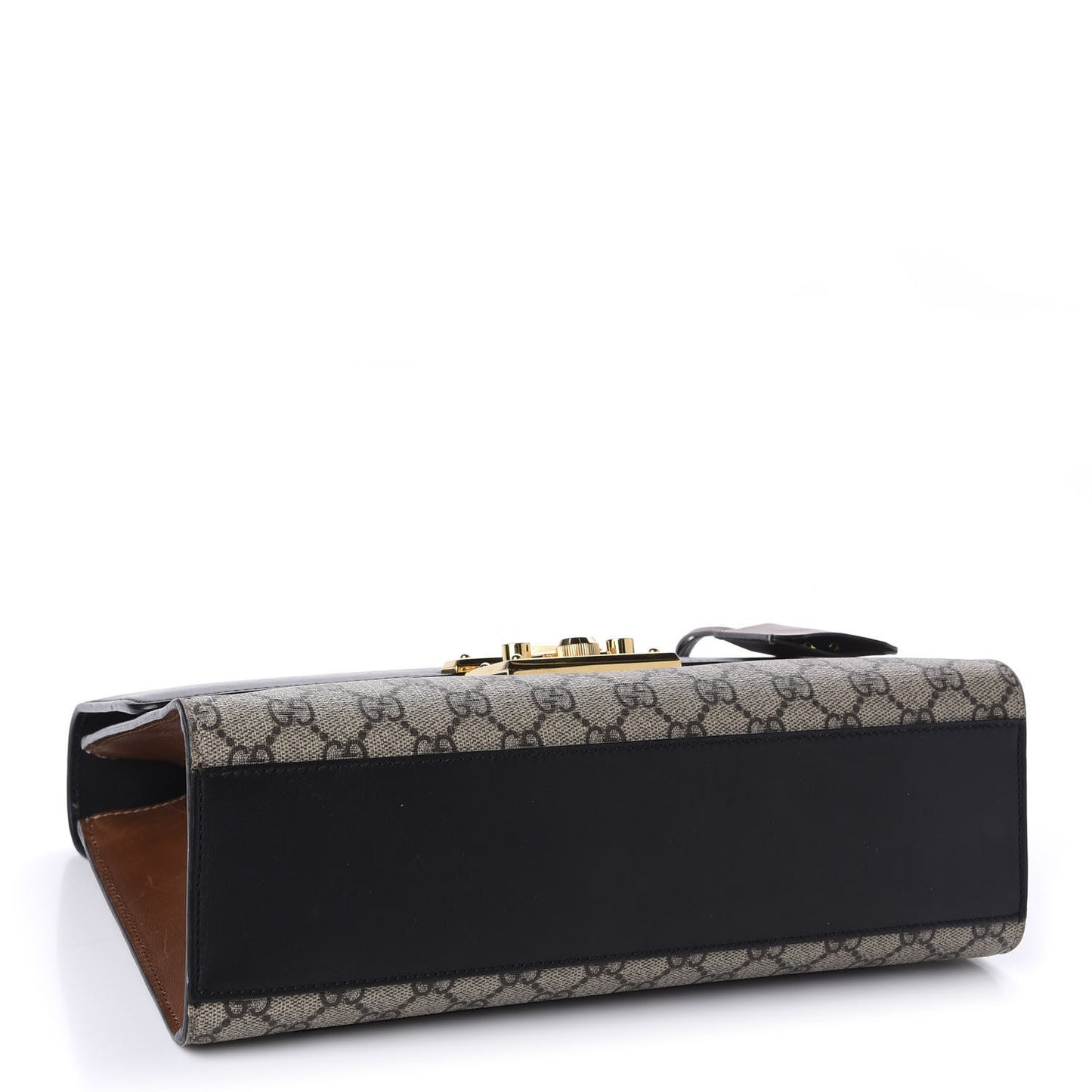 GG Supreme Monogram Calfskin Medium Padlock Shoulder Bag Beige Black Cuir