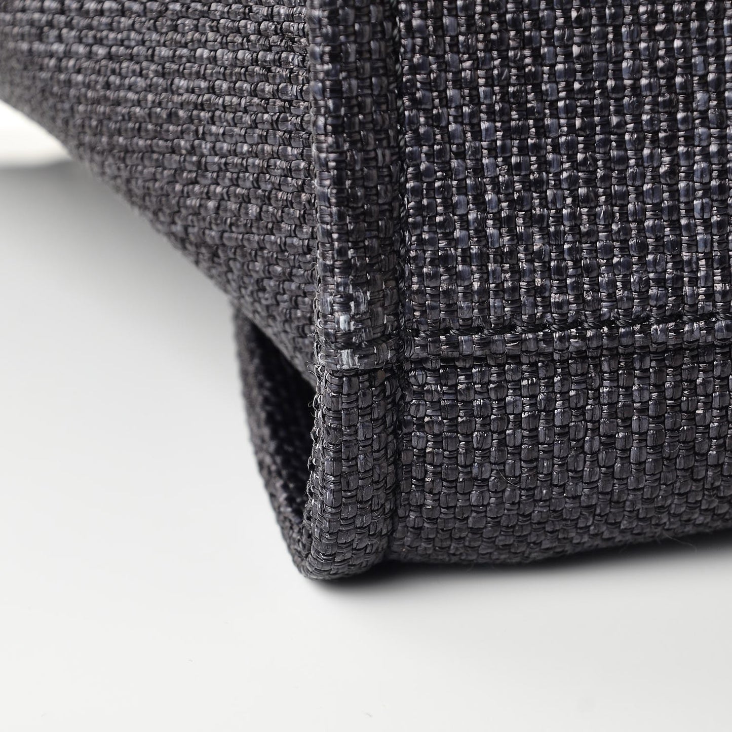 Woven Straw Raffia Large Deauville Tote Black