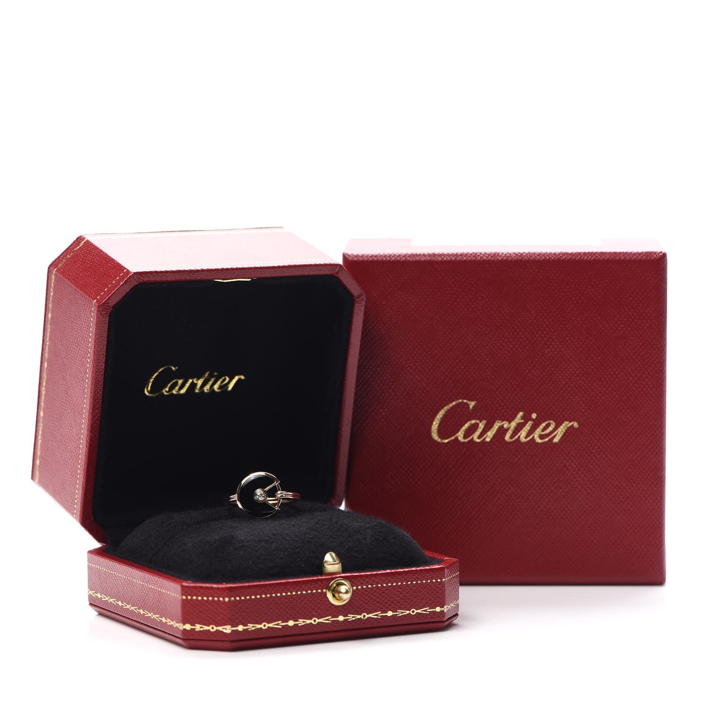 18K Pink Gold Diamond Black Onyx Amulette de Ring 52 6