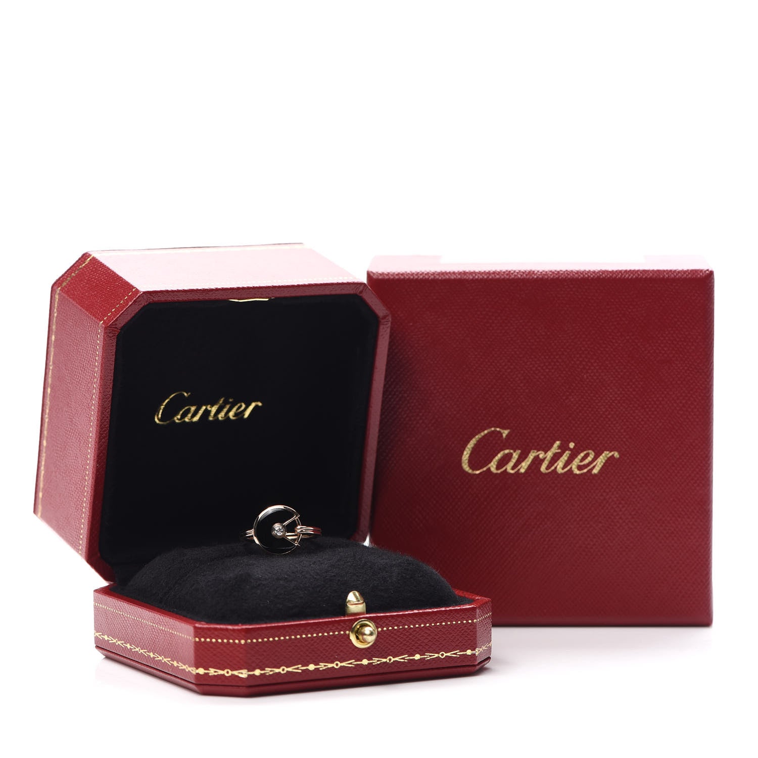 Cartier 18K Pink Gold Diamond Black Onyx Amulette de Ring 52 6 7 of 7