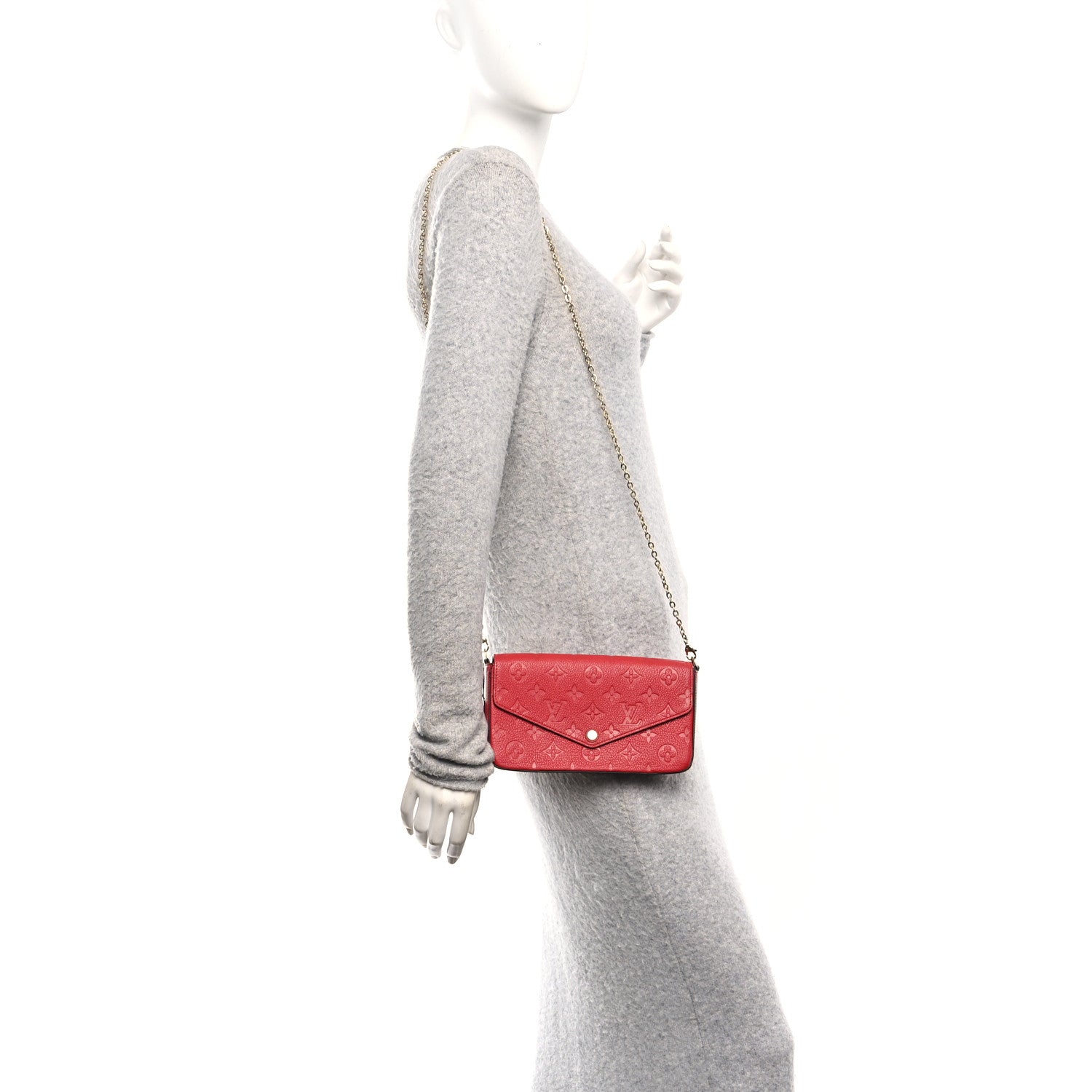 Louis Vuitton Empreinte Pochette Felicie Chain Wallet Scarlet 2 of 14