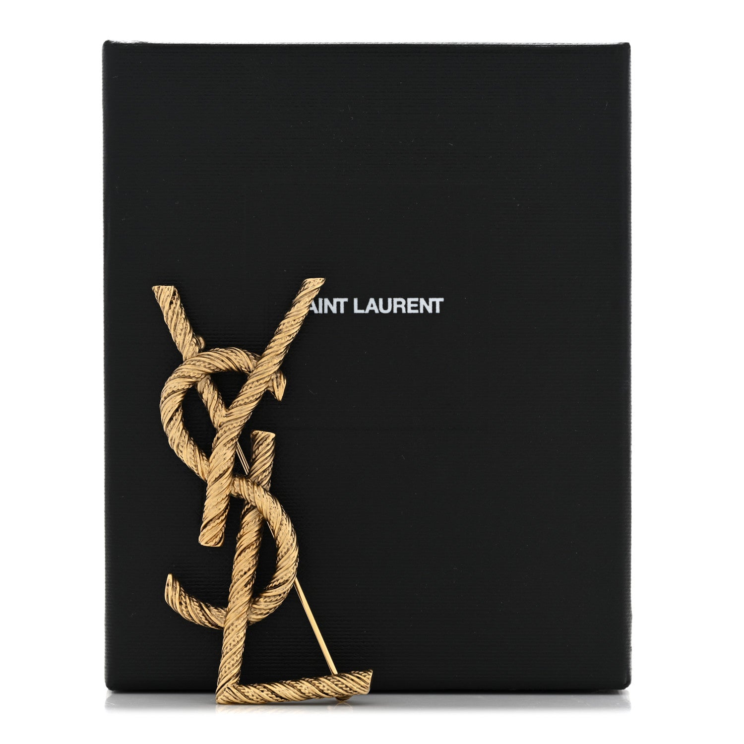 Saint Laurent Brass Cassandre Opyum YSL Twisted Brooch Gold 5 of 5