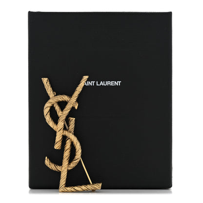 Saint Laurent Brass Cassandre Opyum YSL Twisted Brooch Gold 5 of 5