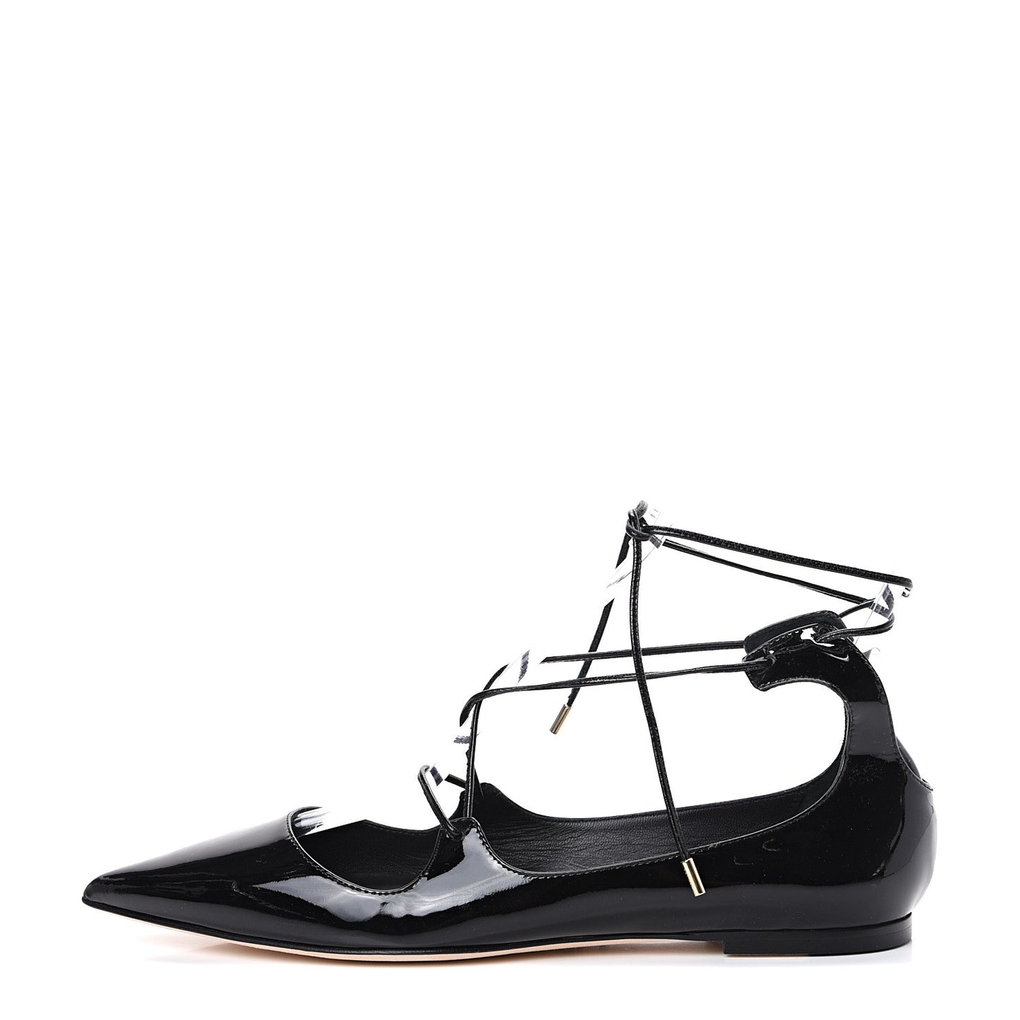 Patent Lace Up Vita Flats 40 Black